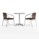Dark Brown |#| 23.5" Square Aluminum Indoor-Outdoor Table Set with 2 Dark Brown Rattan Chairs