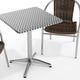 Dark Brown |#| 23.5" Square Aluminum Indoor-Outdoor Table Set with 2 Dark Brown Rattan Chairs