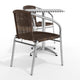 Dark Brown |#| 23.5" Square Aluminum Indoor-Outdoor Table Set with 2 Dark Brown Rattan Chairs