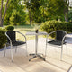 Black |#| 23.5" Square Aluminum Indoor-Outdoor Table Set with 2 Black Rattan Chairs