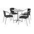 Black |#| 23.5" Square Aluminum Indoor-Outdoor Table Set with 4 Black Rattan Chairs