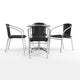 Black |#| 23.5" Square Aluminum Indoor-Outdoor Table Set with 4 Black Rattan Chairs