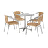 Beige |#| 23.5" Square Aluminum Indoor-Outdoor Table Set with 4 Beige Rattan Chairs