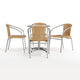 Beige |#| 23.5" Square Aluminum Indoor-Outdoor Table Set with 4 Beige Rattan Chairs