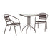 Bronze |#| Modern 23.5" Square Glass Framed Glass Table with 2 Bronze Slat Back Chairs