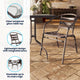 Bronze |#| Modern 23.5" Square Glass Framed Glass Table with 2 Bronze Slat Back Chairs