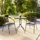 Bronze |#| Modern 23.5" Square Glass Framed Glass Table with 2 Bronze Slat Back Chairs