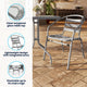 Silver |#| Modern 23.5" Square Glass Framed Glass Table with 2 Silver Slat Back Chairs