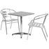 Lila 23.5'' Square Aluminum Indoor-Outdoor Table Set with 2 Slat Back Chairs