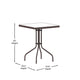 Bronze |#| Modern 23.5inch Square Glass Framed Glass Table with 2 Bronze Slat Back Chairs