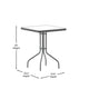 Silver |#| Modern 23.5inch Square Glass Framed Glass Table with 2 Silver Slat Back Chairs