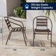 Bronze |#| Modern 23.75" Round Glass Framed Glass Table with 2 Bronze Slat Back Chairs