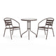 Bronze |#| Modern 23.75" Round Glass Framed Glass Table with 2 Bronze Slat Back Chairs