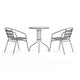 Silver |#| Modern 23.75" Round Glass Framed Glass Table with 2 Silver Slat Back Chairs