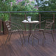 Bronze |#| Modern 23.75inch Round Glass Framed Glass Table with 2 Bronze Slat Back Chairs
