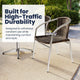 Dark Brown |#| 27.5" Square Aluminum Indoor-Outdoor Table Set with 2 Dark Brown Rattan Chairs