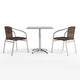Dark Brown |#| 27.5" Square Aluminum Indoor-Outdoor Table Set with 2 Dark Brown Rattan Chairs