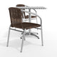Dark Brown |#| 27.5" Square Aluminum Indoor-Outdoor Table Set with 2 Dark Brown Rattan Chairs
