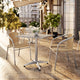 Beige |#| 27.5" Square Aluminum Indoor-Outdoor Table Set with 2 Beige Rattan Chairs