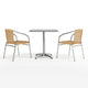 Beige |#| 27.5" Square Aluminum Indoor-Outdoor Table Set with 2 Beige Rattan Chairs