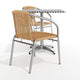Beige |#| 27.5" Square Aluminum Indoor-Outdoor Table Set with 2 Beige Rattan Chairs
