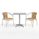 Beige |#| 27.5" Square Aluminum Indoor-Outdoor Table Set with 2 Beige Rattan Chairs