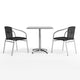 Black |#| 27.5" Square Aluminum Indoor-Outdoor Table Set with 2 Black Rattan Chairs