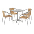 Beige |#| 27.5" Square Aluminum Indoor-Outdoor Table Set with 4 Beige Rattan Chairs