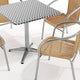 Beige |#| 27.5" Square Aluminum Indoor-Outdoor Table Set with 4 Beige Rattan Chairs