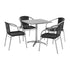 Black |#| 27.5" Square Aluminum Indoor-Outdoor Table Set with 4 Black Rattan Chairs