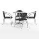 Black |#| 27.5" Square Aluminum Indoor-Outdoor Table Set with 4 Black Rattan Chairs