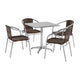 Dark Brown |#| 27.5" Square Aluminum Indoor-Outdoor Table Set with 4 Dark Brown Rattan Chairs