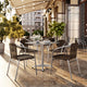 Dark Brown |#| 27.5" Square Aluminum Indoor-Outdoor Table Set with 4 Dark Brown Rattan Chairs