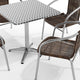 Dark Brown |#| 27.5" Square Aluminum Indoor-Outdoor Table Set with 4 Dark Brown Rattan Chairs