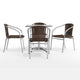 Dark Brown |#| 27.5" Square Aluminum Indoor-Outdoor Table Set with 4 Dark Brown Rattan Chairs