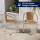 Beige |#| 27.5" Square Aluminum Indoor-Outdoor Table Set with 4 Beige Rattan Chairs