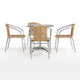 Beige |#| 27.5" Square Aluminum Indoor-Outdoor Table Set with 4 Beige Rattan Chairs