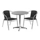 Black |#| 27.5inch Round Aluminum Indoor-Outdoor Table Set with 2 Black Rattan Chairs