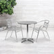 27.5inch Round Aluminum Indoor-Outdoor Table Set with 2 Slat Back Chairs