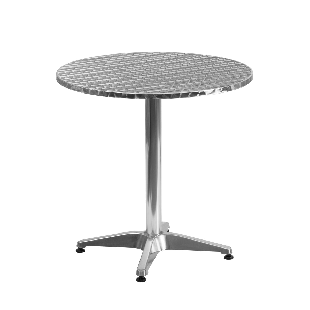 27.5inch Round Aluminum Indoor-Outdoor Table Set with 4 Slat Back Chairs