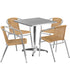 Lila 27.5'' Square Aluminum Indoor-Outdoor Table Set with 4 Rattan Chairs