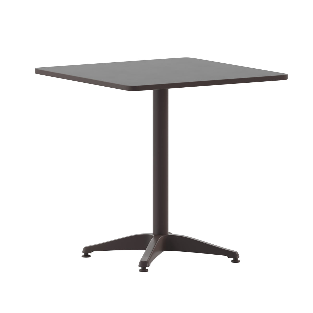 Bronze |#| Modern 27.5inch Square Glass Framed Glass Table with 4 Bronze Slat Back Chairs