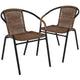 Medium Brown |#| 2 Pack Medium Brown Rattan Indoor-Outdoor Restaurant Stack Chair