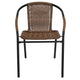 Medium Brown |#| 2 Pack Medium Brown Rattan Indoor-Outdoor Restaurant Stack Chair