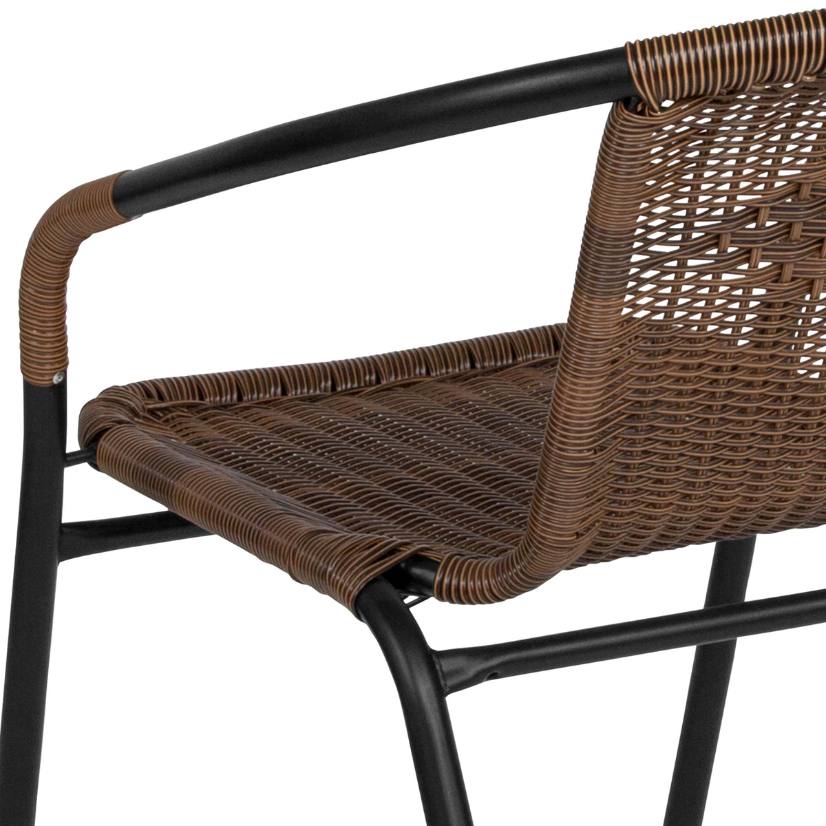 Medium Brown |#| 2 Pack Medium Brown Rattan Indoor-Outdoor Restaurant Stack Chair