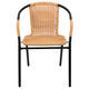 Beige |#| 2 Pack Beige Rattan Indoor-Outdoor Restaurant Stack Chair with Curved Back