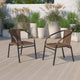 Medium Brown |#| 2 Pack Medium Brown Rattan Indoor-Outdoor Restaurant Stack Chair