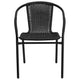 Black |#| 2 Pack Black Rattan Indoor-Outdoor Restaurant Stack Chair with Curved Back