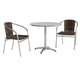 Dark Brown |#| 31.5" Round Aluminum Indoor-Outdoor Table Set with 2 Dark Brown Rattan Chairs