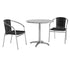 Black |#| 31.5" Round Aluminum Indoor-Outdoor Table Set with 2 Black Rattan Chairs